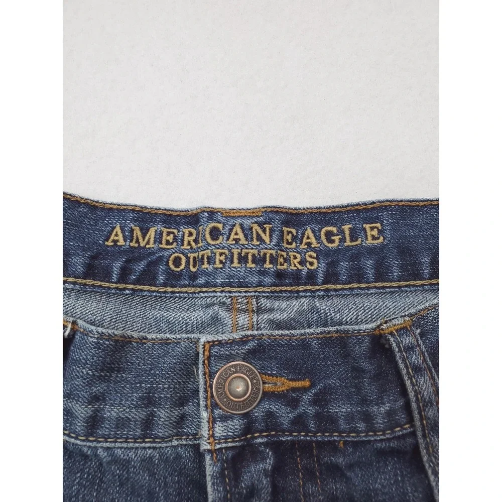 American Eagle Jeans Mens 34x34 Blue Relaxed Straight Distressed Denim Pants